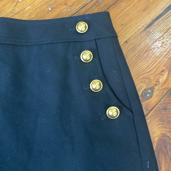 Anne Taylor Loft Sailor Pencil Black and Gold Skirt with gold buttons size 2 - Picture 3 of 10